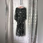 DKNY  Womens Tie Zip back Faux Wrap midi Dress floral embroidered puffy size 10 Photo 11