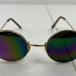 Vtg Mirrored Round Glasses Fashion 80’s John Lennon Punk Gradient Steampunk Gold Photo 1