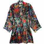 Victoria's Secret Vintage 90s Gold Label Robe Womens S Black Satin Floral Kimono Photo 1