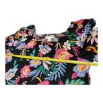 C&C California  Black Floral Square Neck Balloon Sleeve Linen Crop Top S Photo 5