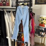 Alessandra Rich Crystal Button High Waist Stirrup Jeans Blue Size 25 Photo 4