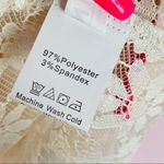 SheIn Coquette Sheer Lace Ruffle Mock Neck Long Sleeve Blouse Cream Small Photo 13