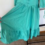 Vtg Teal Prairie Pioneer Lace Up Midi Dress Puff Sleeve Country Rodeo Stagecoach Green Size 16 Photo 5