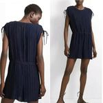 Club Monaco  Navy Blue Viga Pleated Tie Waist Sleeveless Romper Shorts Size 4 Photo 1