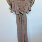 All in Favor  Tan and White Jumpsuit with Elegant Stripes Photo 2