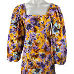 ZARA  Multicolor Long Balloon Sleeve Square Neck Floral Mini A Line Dress Size S Photo 0