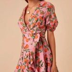 Anthropologie Finders Keepers Aranciata Dress Mini Clementines Wrap Ruffle Puff Short Sleeve Pink Size XS Photo 1
