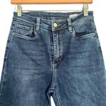 LOLA Premium High Rise Flared Denim Jeans Womens Size 8 Dark Wash Edgy Simple Blue Photo 2