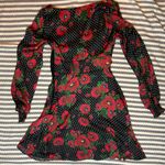 Free People Black and Red Floral Long Sleeve Dress Photo 5