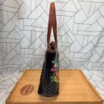 Consuela  Black Quilted Patent Tote Floral Embroidery Leather Shoulder Bag Purse Photo 5