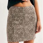 Free People size 10 tea combo leopard print denim skirt Photo 13