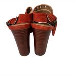 Tahari Maya Suede Leather Heels Sandals 8 Laser Cut Slingback Peep Toe Rust Photo 4