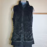 Guess  Faux Fur Black Vest High Neck Full Zip Medium Photo 8