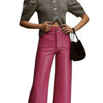 Maeve NWT Anthropologie  Colette Fuchsia Pink Wide Leg Cropped Vegan Leather 26 Photo 0