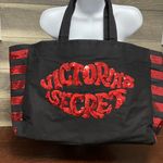 Victoria's Secret Victoria’s Secret Black and Red Sequin Lips Weekender Oversized Tote Photo 1