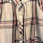 Faded Glory  Flannel Shirt Top Womens Large White Red Blue Plaid Button-Up Henley Photo 1