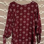 Maroon Geometric Zipper Blouse Budiness Casual Dress Shirt Photo 4