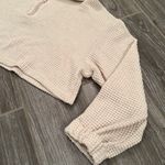SheIn Women’s size small cropped soft waffle 3/4 zip up sweater pullover cream Photo 4