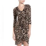 BCBGMAXAZRIA Zaria Wrap Dress Leopard Print Tie Waist 3/4 Sleeve Size S Photo 1