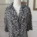 H&M NWT Oversized Cropped Resort Shirt Black White S Photo 0