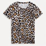 J.Crew Vintage Cotton Tee Leopard Animal Print Ivory Brown Short Sleeve Shirt Photo 2