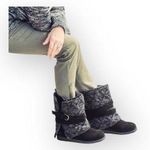 Muklucks Muk Luks Nikki Faux Suede Belt Wrap Water Resistant Boots Navy Black 9M Photo 1