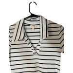 See You Monday  White Black Striped Short Sleeve Fit & Flare Dress Women Sz M Photo 2