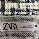 ZARA Black Tweed Plaid Checkered Frayed Button Up Crop Shirt Jacket Top Size S Photo 2