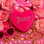 Juicy Couture Pink Velvet Mini Heart Crossbody Bag With Chain Strap NWT Photo 1