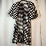 ZARA  Black and White Buffalo Plaid Gingham Puff Sleeve Dress Medium Photo 4
