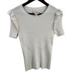 Cinq à Sept Cinq a Sept White Sweater Medium Short Sleeve Ruffle Detail Photo 0