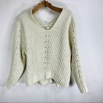 H&M Oversized Wide Neck Chenille Cream Sweater Small Photo 4