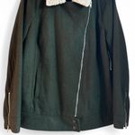 a.n.a A New Approach Women Moto Jacket Size XL‎ Earthy Green Sherpa Assymetrical Zip Photo 3