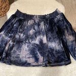 American Eagle  outfitters blue crushed velvet off shoulder top Photo 0