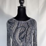 Karen Kane Y2K Gray Black Paisley Sparkles Long Sleeve Top Size Xl Photo 3