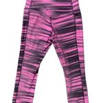 Nike Dri-Fit Womens Legend Leggings Pink Black Striped Capri Size Small Photo 3
