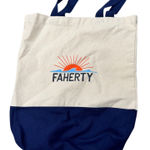 Faherty  Cream Blue Canvas Reusable Tote Bag Shopping Photo 0