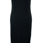 Things Between Ribbed Knit Midi Tank Dress Black Beige Trim Small Sleeveless‎ Photo 0