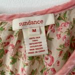 Sundance  Silk Ditsy Floral Rosebud Cream Pink Velvet Trim Blouse size medium Photo 6