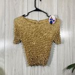 NEW Y2K 80s 90s Trendy One Size Bubble Popcorn Stretch Shirt Gold Photo 0