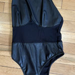 Mesh leather bodysuit! Black Photo 0