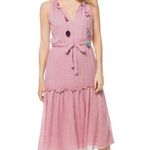 MISA Los Angeles MISA - Nicoletta Pink Sleeveless Midi Tassel Tie Waist Tiered Dress Sz S Photo 0