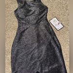 Macy's Macy’s High Neck Grey/Black Shimmer Mini Dress Photo 5