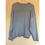 Bailey Rose Blue Knit Pullover Sweater Red Lobster Whipstitch Trim Womens Medium Photo 5