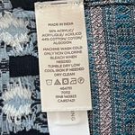 Loft Poncho M/L Blue White Mixed Mosaic Kimono Jacket Woven Knit Festival Hippie Photo 6