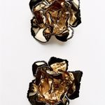 ZARA NWT❗️ Enamelled Floral Earrings Gold Black metal Metallic Photo 1