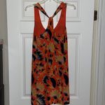 J.Crew Tropical Silk Hibiscus Coral Twist Back Sundress Photo 6