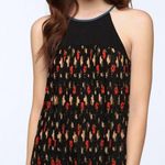 Cooperative  Black and Floral Pleated Swing Racerback Top  •Size Medium Photo 0