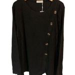 Fantaslook Sweater Womens XL Black Ribbed Full Button Accent Long Sleeve NEW Photo 0