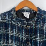 Bonworth Colorful Blue Metallic Thread Tweed Button Front Lined Blazer Size XS/M Photo 2